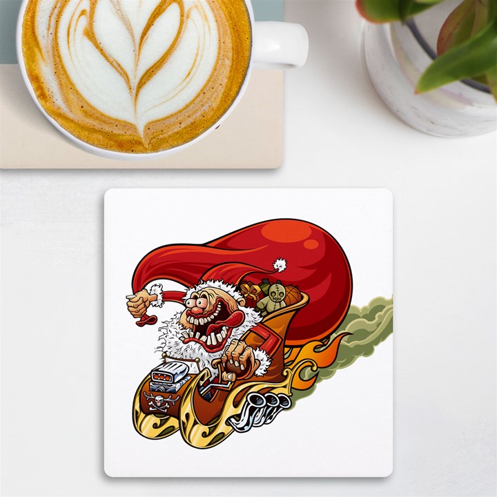 Funny Santa Claus Christmas UV Print Square Tile Coaster 