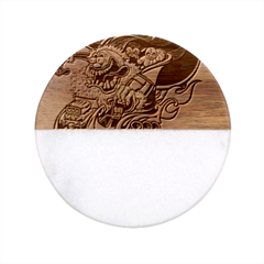 Funny Santa Claus Christmas Classic Marble Wood Coaster (round)  by Grandong