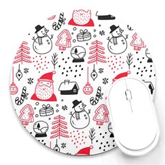 Christmas-themed-seamless-pattern Round Mousepad by Grandong