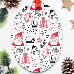 Christmas-themed-seamless-pattern Oval Ornament (two Sides) by Grandong