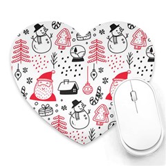 Christmas-themed-seamless-pattern Heart Mousepad by Grandong