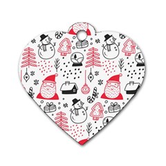 Christmas-themed-seamless-pattern Dog Tag Heart (two Sides) by Grandong