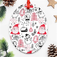 Christmas-themed-seamless-pattern Ornament (oval Filigree) by Grandong