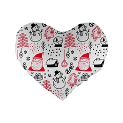 Christmas-themed-seamless-pattern Standard 16  Premium Flano Heart Shape Cushions by Grandong