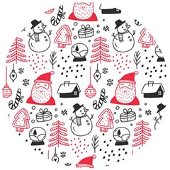 Christmas-themed-seamless-pattern Wooden Puzzle Round by Grandong