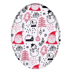 Christmas-themed-seamless-pattern Oval Glass Fridge Magnet (4 Pack) by Grandong