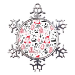 Christmas-themed-seamless-pattern Metal Large Snowflake Ornament by Grandong