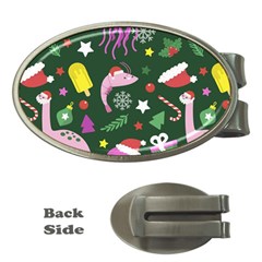 Colorful-funny-christmas-pattern   --- Money Clips (oval)  by Grandong