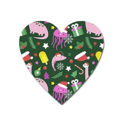 Colorful-funny-christmas-pattern   --- Heart Magnet by Grandong