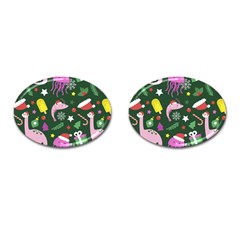 Colorful-funny-christmas-pattern   --- Cufflinks (oval) by Grandong