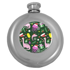 Colorful-funny-christmas-pattern   --- Round Hip Flask (5 Oz) by Grandong