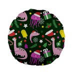 Colorful-funny-christmas-pattern   --- Standard 15  Premium Flano Round Cushions Front