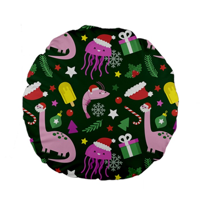 Colorful-funny-christmas-pattern   --- Standard 15  Premium Flano Round Cushions