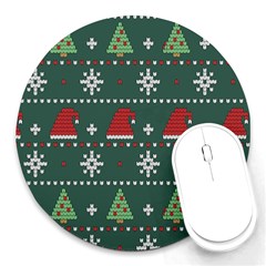 Beautiful-knitted-christmas-pattern -- Round Mousepad by Grandong