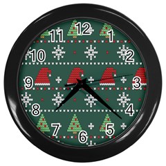 Beautiful-knitted-christmas-pattern -- Wall Clock (black) by Grandong