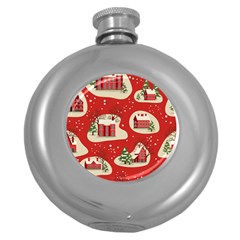 Christmas-new-year-seamless-pattern Round Hip Flask (5 Oz) by Grandong