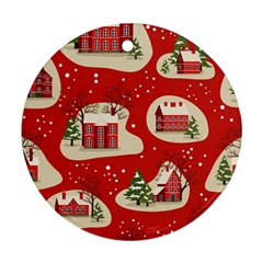 Christmas-new-year-seamless-pattern Round Ornament (two Sides) by Grandong