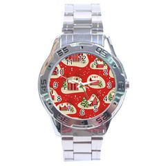 Christmas-new-year-seamless-pattern Stainless Steel Analogue Watch