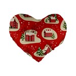 Christmas-new-year-seamless-pattern Standard 16  Premium Flano Heart Shape Cushions Front