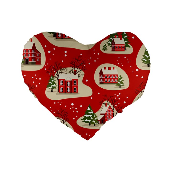 Christmas-new-year-seamless-pattern Standard 16  Premium Flano Heart Shape Cushions