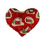 Christmas-new-year-seamless-pattern Standard 16  Premium Flano Heart Shape Cushions Back