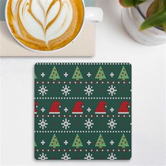 Beautiful-knitted-christmas-pattern -- Uv Print Square Tile Coaster  by Grandong