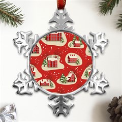 Christmas-new-year-seamless-pattern Metal Small Snowflake Ornament by Grandong