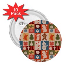 Cute Christmas Seamless Pattern Vector  - 2 25  Buttons (10 Pack)  by Grandong