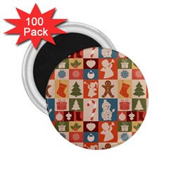 Cute Christmas Seamless Pattern Vector  - 2 25  Magnets (100 Pack)  by Grandong