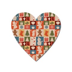 Cute Christmas Seamless Pattern Vector  - Heart Magnet by Grandong