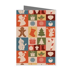 Cute Christmas Seamless Pattern Vector  - Mini Greeting Cards (pkg Of 8) by Grandong