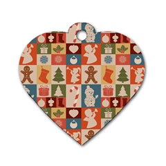 Cute Christmas Seamless Pattern Vector  - Dog Tag Heart (one Side)