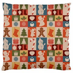 Cute Christmas Seamless Pattern Vector  - Large Premium Plush Fleece Cushion Case (two Sides) by Grandong