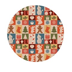 Cute Christmas Seamless Pattern Vector  - Mini Round Pill Box (pack Of 5) by Grandong