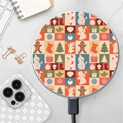 Cute Christmas Seamless Pattern Vector  - Wireless Fast Charger(white) by Grandong