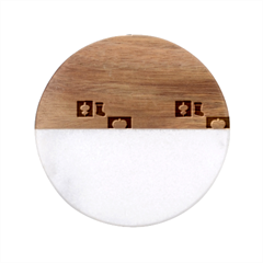 Cute Christmas Seamless Pattern Vector  - Classic Marble Wood Coaster (round)  by Grandong