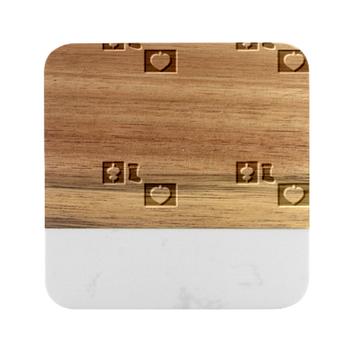 Cute Christmas Seamless Pattern Vector  - Marble Wood Coaster (Square)