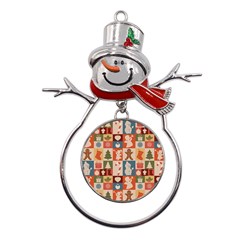 Cute Christmas Seamless Pattern Vector  - Metal Snowman Ornament by Grandong