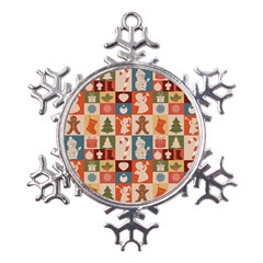 Cute Christmas Seamless Pattern Vector  - Metal Large Snowflake Ornament by Grandong