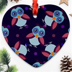 Owl-pattern-background Ornament (Heart) Front