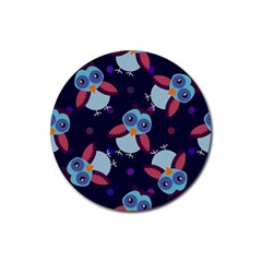 Owl-pattern-background Rubber Coaster (round) by Grandong