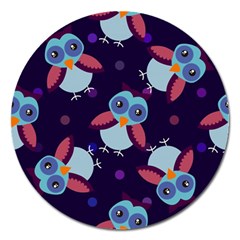 Owl-pattern-background Magnet 5  (round) by Grandong