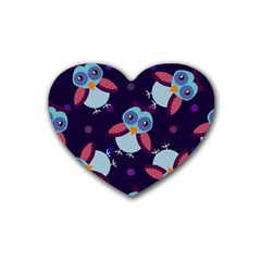 Owl-pattern-background Rubber Coaster (heart) by Grandong