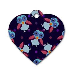 Owl-pattern-background Dog Tag Heart (two Sides) by Grandong