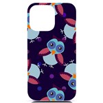 Owl-pattern-background iPhone 14 Pro Max Black UV Print Case Front