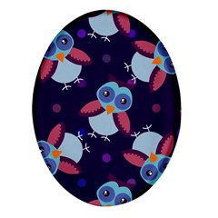 Owl-pattern-background Oval Glass Fridge Magnet (4 Pack) by Grandong