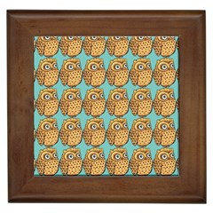 Owl-stars-pattern-background Framed Tile by Grandong