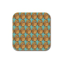 Owl-stars-pattern-background Rubber Square Coaster (4 Pack) by Grandong