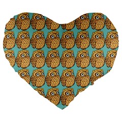 Owl Dreamcatcher Large 19  Premium Flano Heart Shape Cushions by Grandong