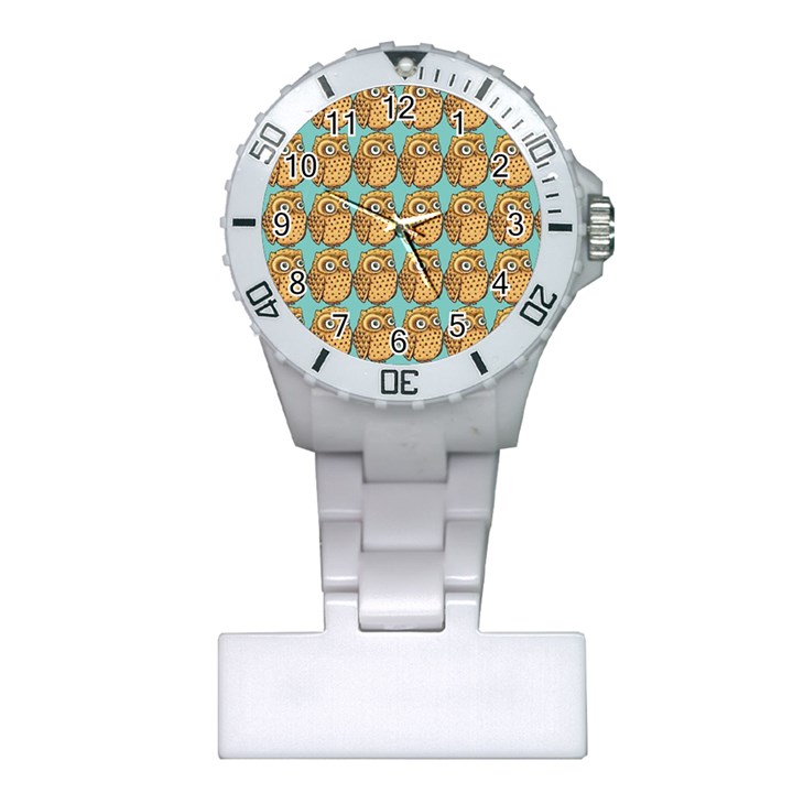 Owl-stars-pattern-background Plastic Nurses Watch